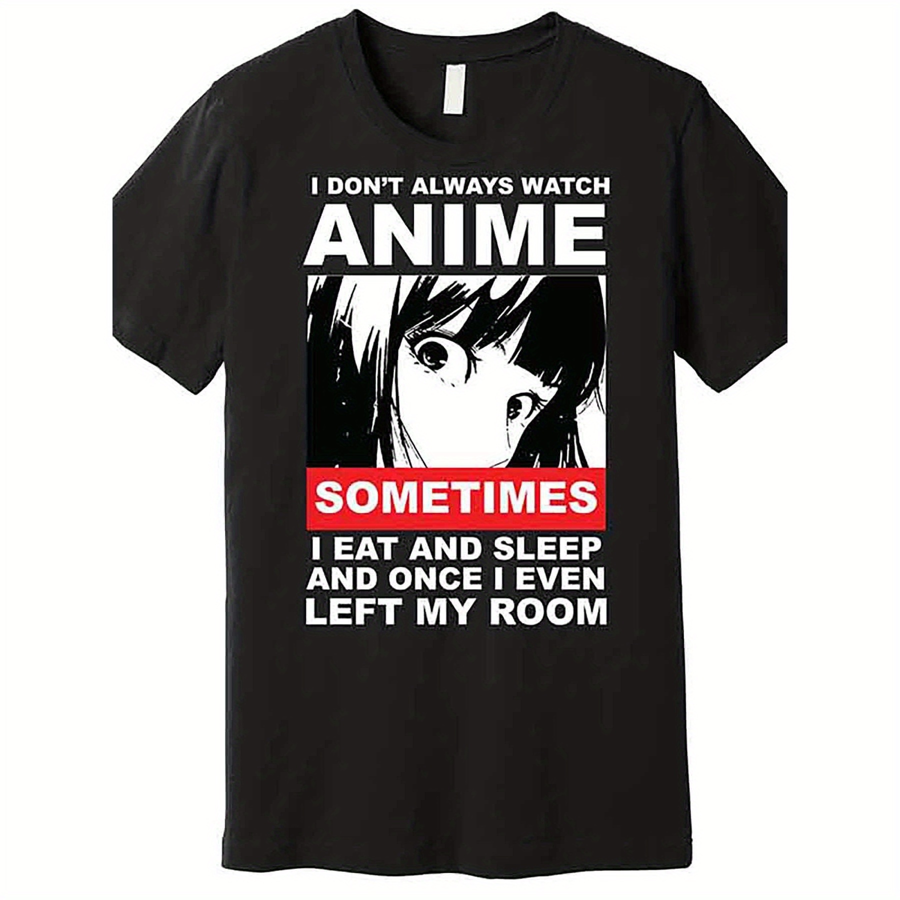 

1 Piece, Men's "i Don't Always Watch Anime" Illustration Print Round Neck Short Sleeve T-shirt, Pure Cotton Summer Casual Street Clothes