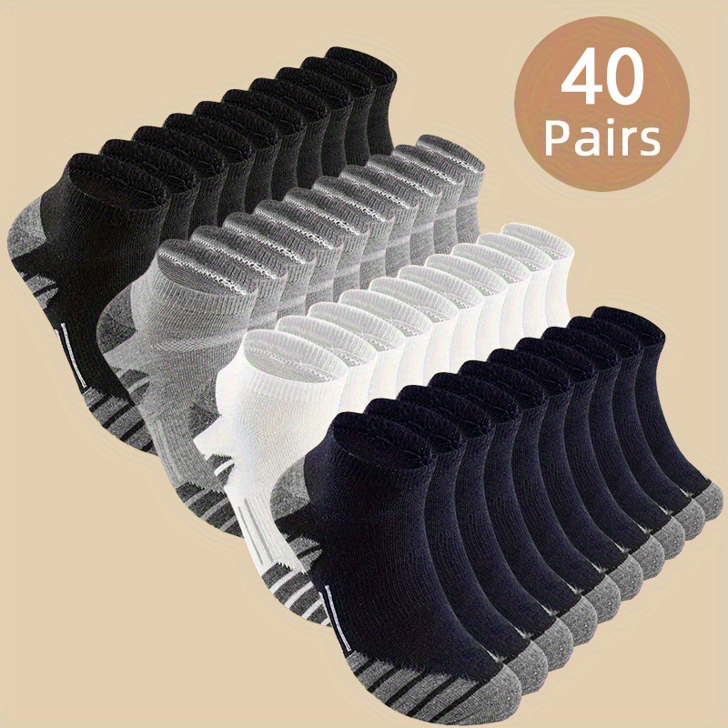 TEMU 20/40-pair Men's Short Socks, Summer/autumn/winter Low-cut Ankle Socks, Sweat-absorbent