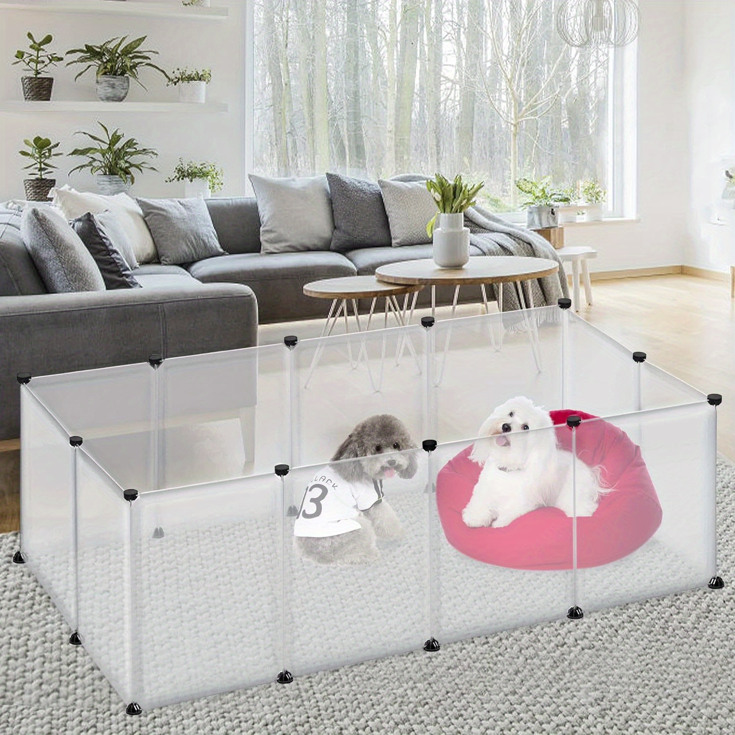 E-shop 145x75x48cm Freigehege für Kaninchen Kleintierlaufstall aus Kunststoff Erweiterbarer Stall für Kaninchen Hamster Kaninchen Welpen Kätzchen