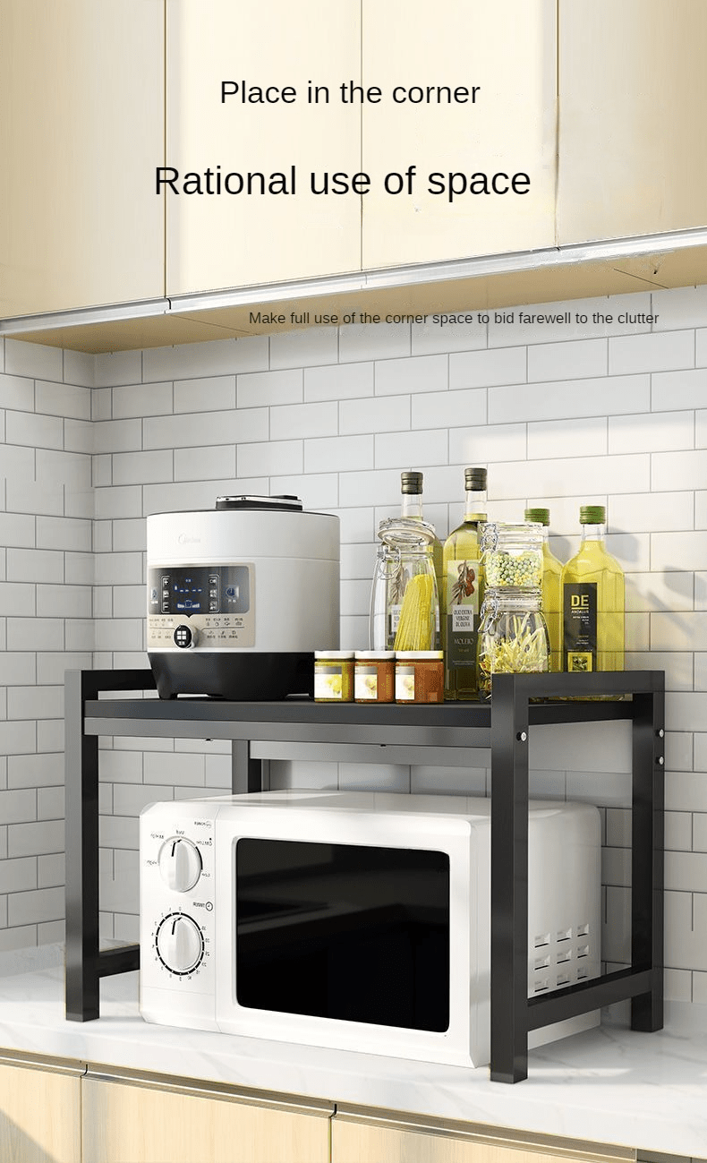 1pc multifunctional kitchen storage rack microwave stand with 2 3 layers household solid hardwood and metal shelving unit for oven spice organizer without electricity required details 1