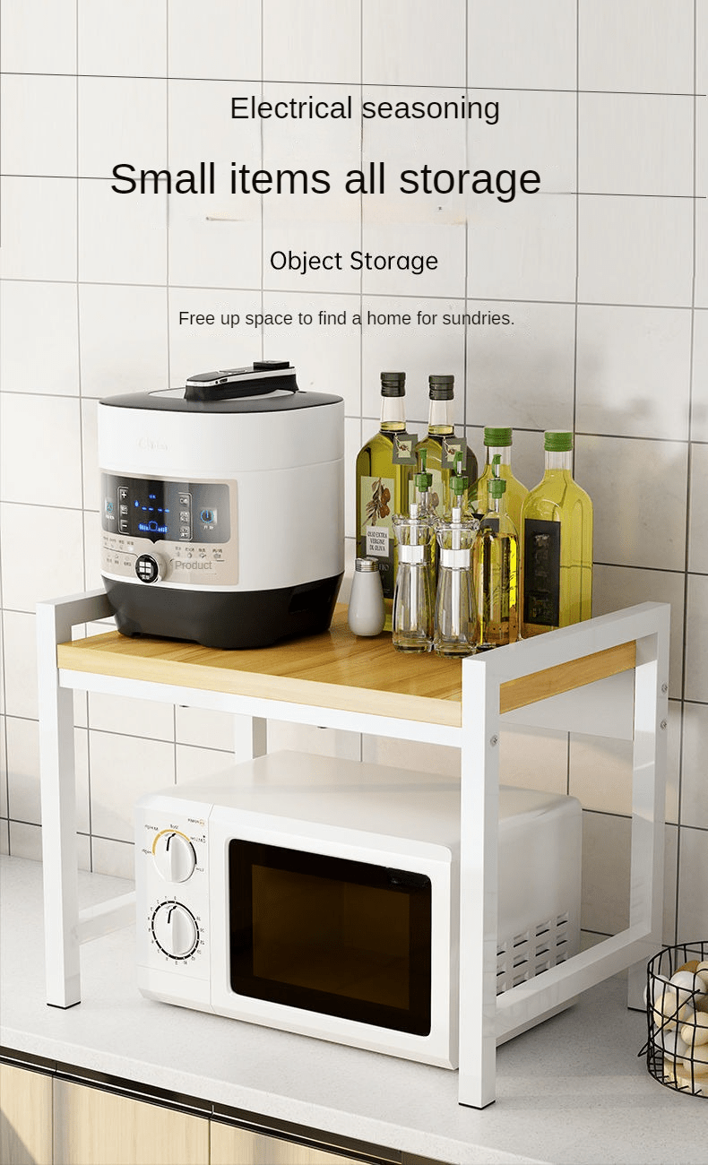 1pc multifunctional kitchen storage rack microwave stand with 2 3 layers household solid hardwood and metal shelving unit for oven spice organizer without electricity required details 3