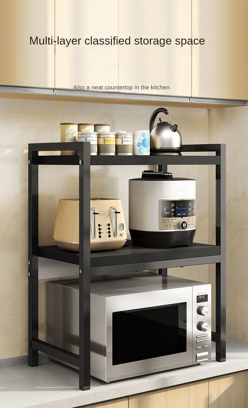1pc multifunctional kitchen storage rack microwave stand with 2 3 layers household solid hardwood and metal shelving unit for oven spice organizer without electricity required details 4
