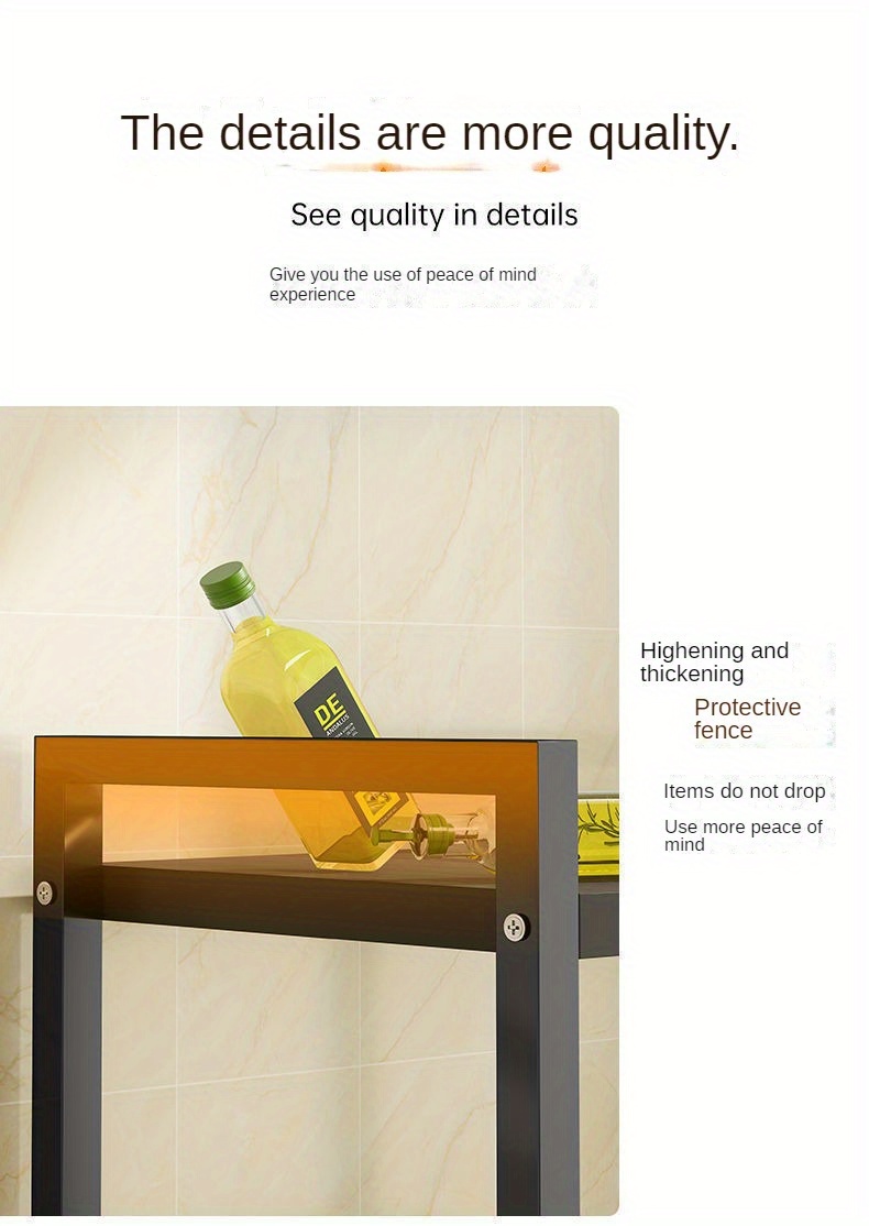 1pc multifunctional kitchen storage rack microwave stand with 2 3 layers household solid hardwood and metal shelving unit for oven spice organizer without electricity required details 5