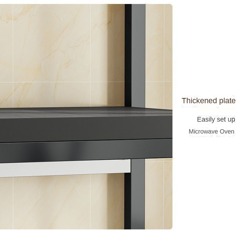 1pc multifunctional kitchen storage rack microwave stand with 2 3 layers household solid hardwood and metal shelving unit for oven spice organizer without electricity required details 7