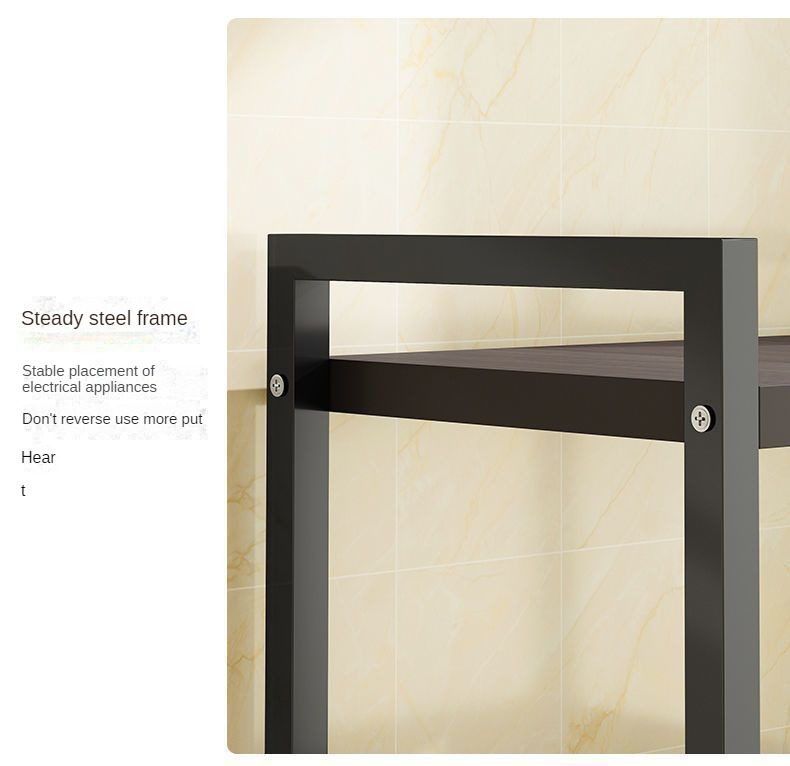 1pc multifunctional kitchen storage rack microwave stand with 2 3 layers household solid hardwood and metal shelving unit for oven spice organizer without electricity required details 8