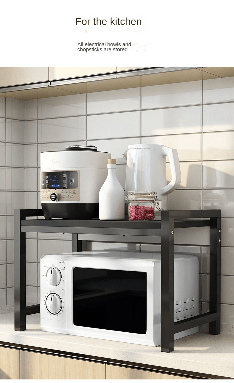 1pc multifunctional kitchen storage rack microwave stand with 2 3 layers household solid hardwood and metal shelving unit for oven spice organizer without electricity required details 9