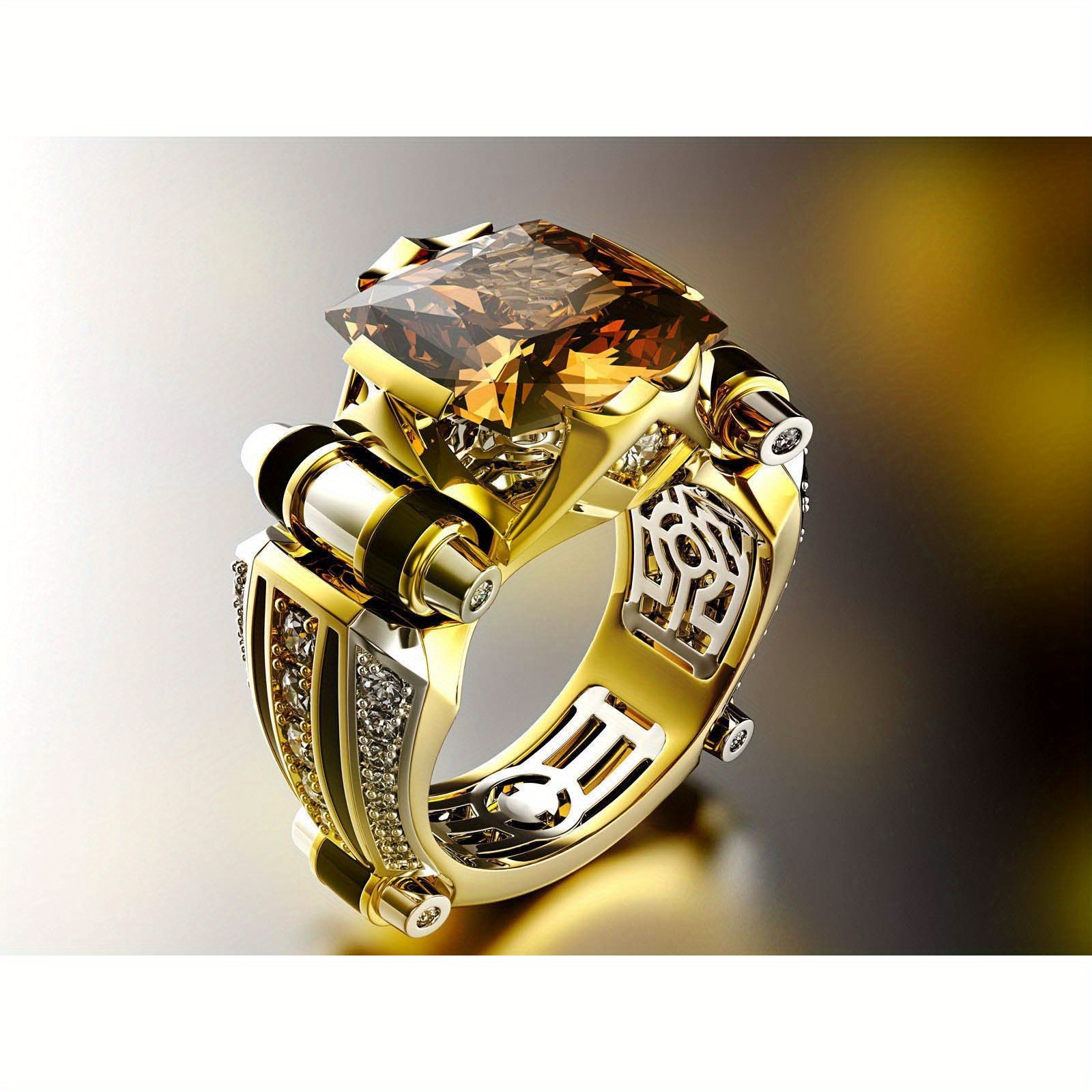 

1 Pcs Inlaid Zirconfashion Creative Color Separation Engagement Men's And Women's Accessories