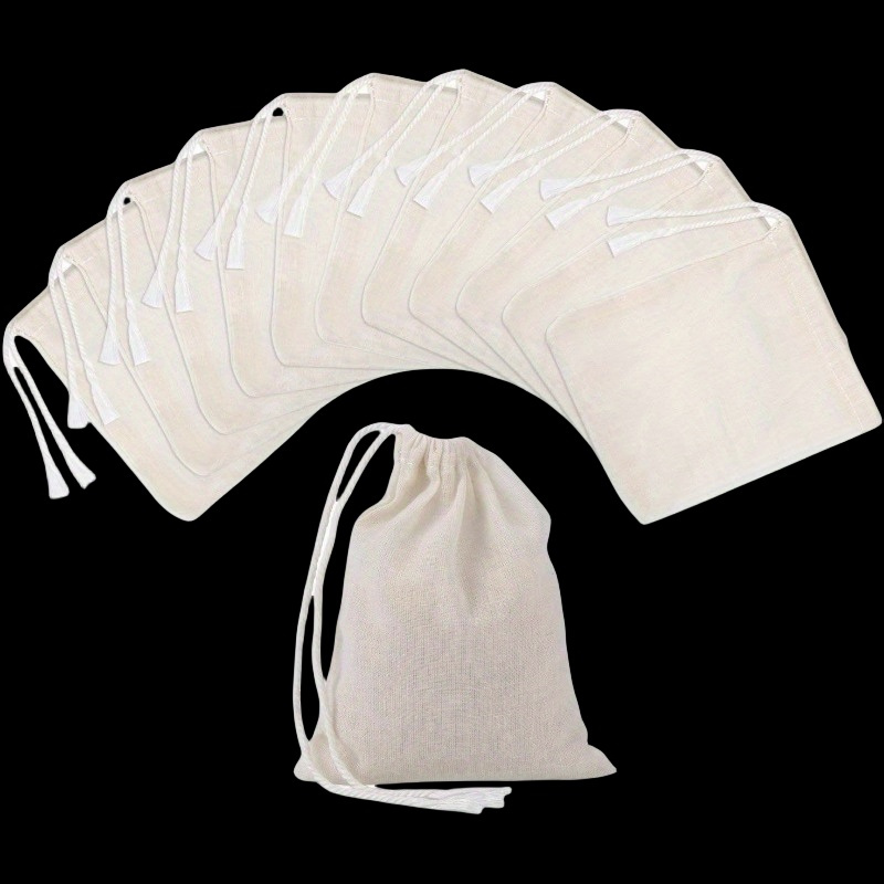 

100pcs Drawstring Bags Muslin Bags For Storage, Teas, Spices, Soaps, Candy, Jewellery, Wedding Party Favors And Diy Decor (4 X 3 Inches), Drawstring Bags