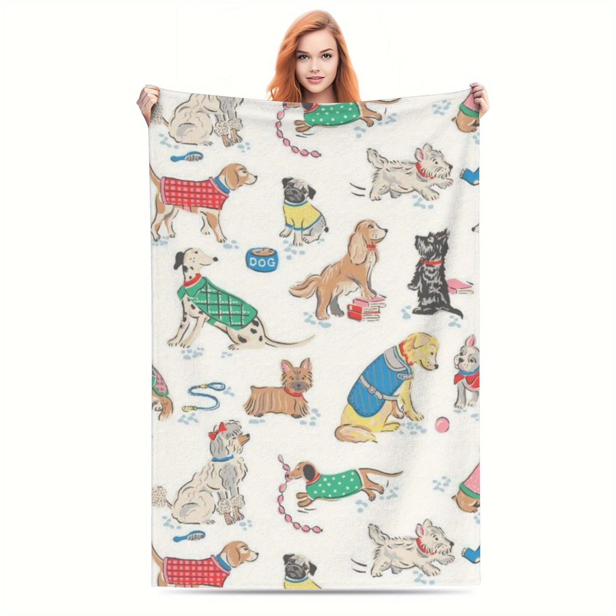 

Cozy Cartoon Dog Flannel Throw Blanket - Couch, Bed, Office, And Travel - Ideal Gift For Weddings, Birthdays,