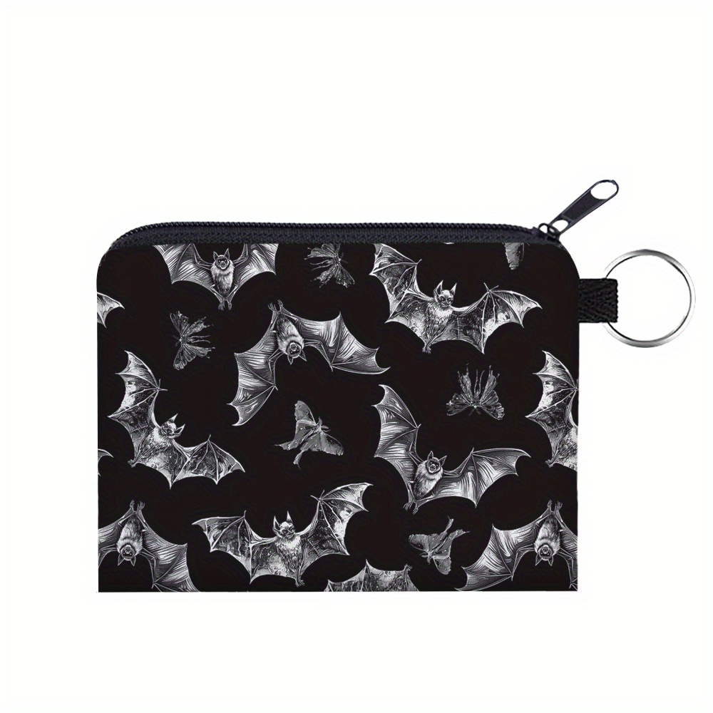 

Women's Fashionable Waterproof Polyester Coin Purse With 3d Halloween Bat Print - Key, Card & Earphone Holder