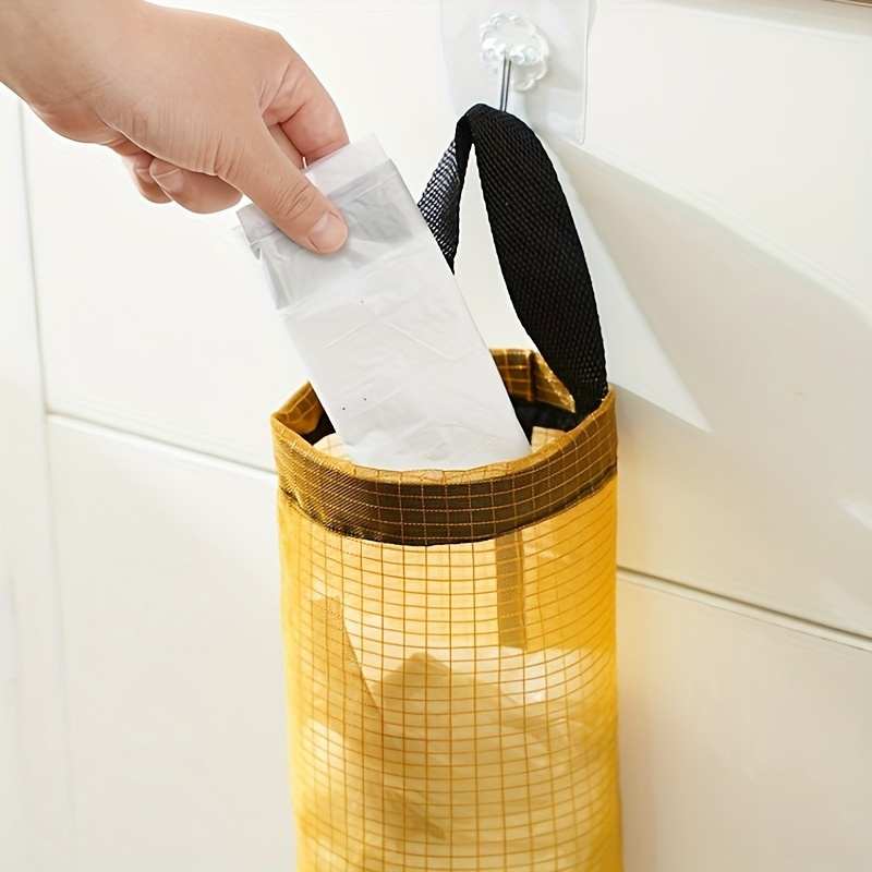 space saving mesh plastic bag holder breathable washable foldable ideal for kitchen organization details 2