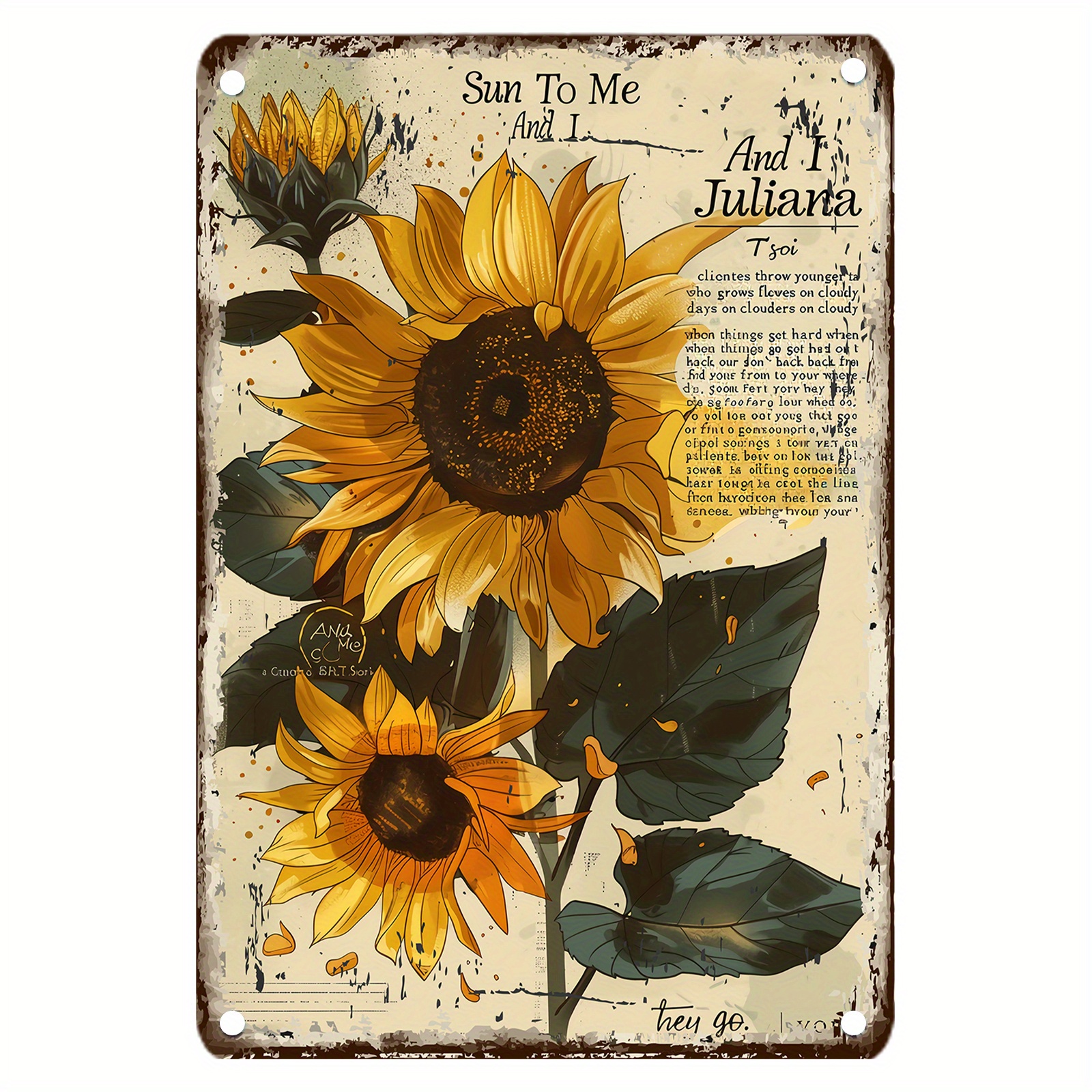 Vintage Sunflower Porch Sign: Metal Wall Art Iron - Temu