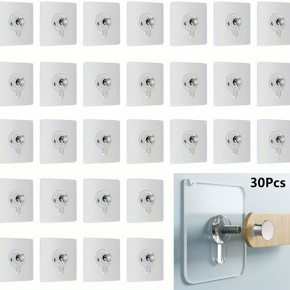 

30pcs Plastic No-drill Self-adhesive Picture Hangers - Traceless Frame Nails For Hanging Photos, Posters, Frames - Strong Adhesive Hooks For Wall Decor