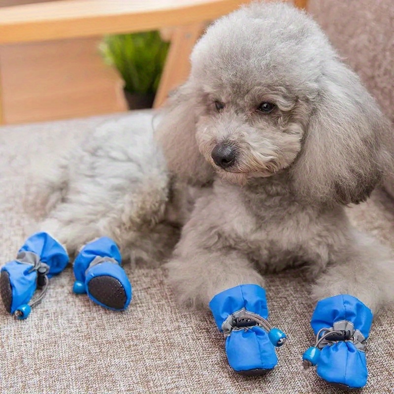 

4-pack Acrylic Waterproof Dog Boots, Breathable Polyester Paws Protection, - For Medium, Small, Mini & Toy Breeds - Wearing Method