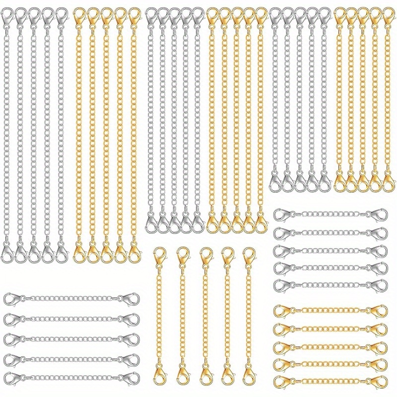 

30pcs Jewelry Extension Set - 2" To 6" Golden & Silvery Tone Necklace, Bracelet, And Anklet Extenders For Women