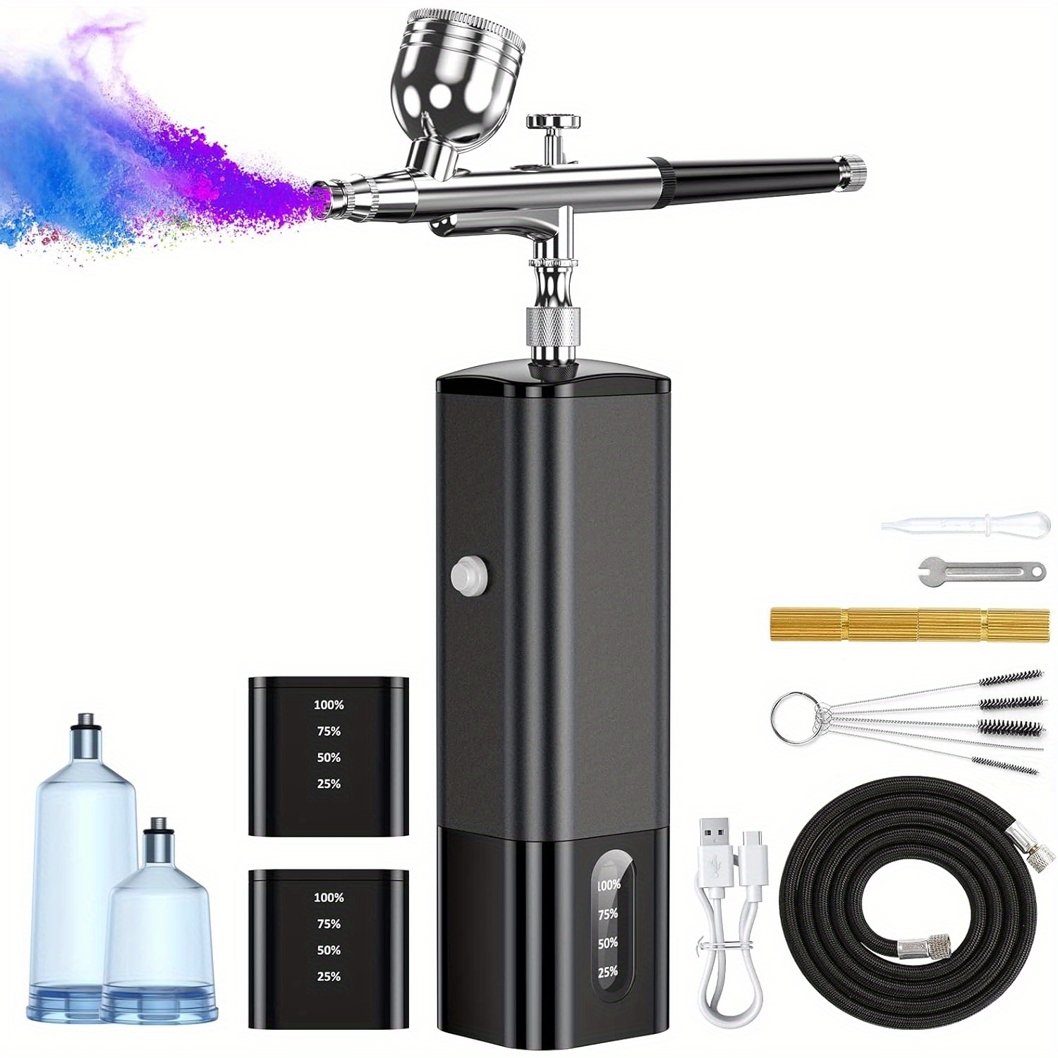 

Cordless Airbrush With 2 Battery, 32psi Portable Airbrush Kit With Compressor, Dual-action Cordless Airbrush For Painting, Makeup, Nail, Model