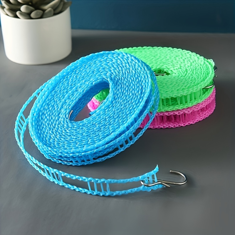 

Heavy-duty Portable Clothesline - Anti-slip, Drying Rope For Camping & Home Use, Pe Material, Blue