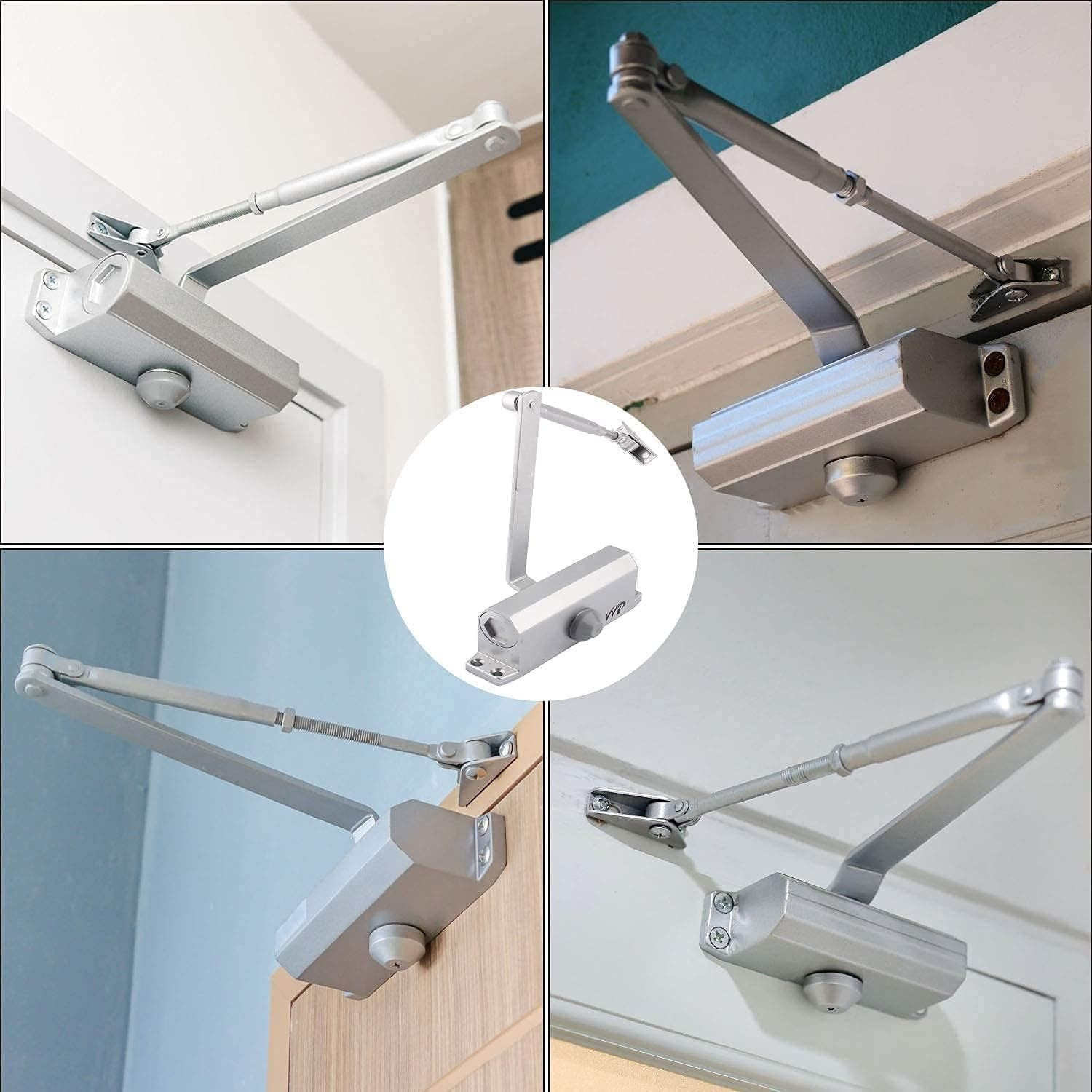 TEMU Heavy Duty Commercial Grade Automatic Door Closer - Fire Rated, 45-65kg/25-35kgsm Door Weight Capacity, Adjustable Closing Speed & Force,