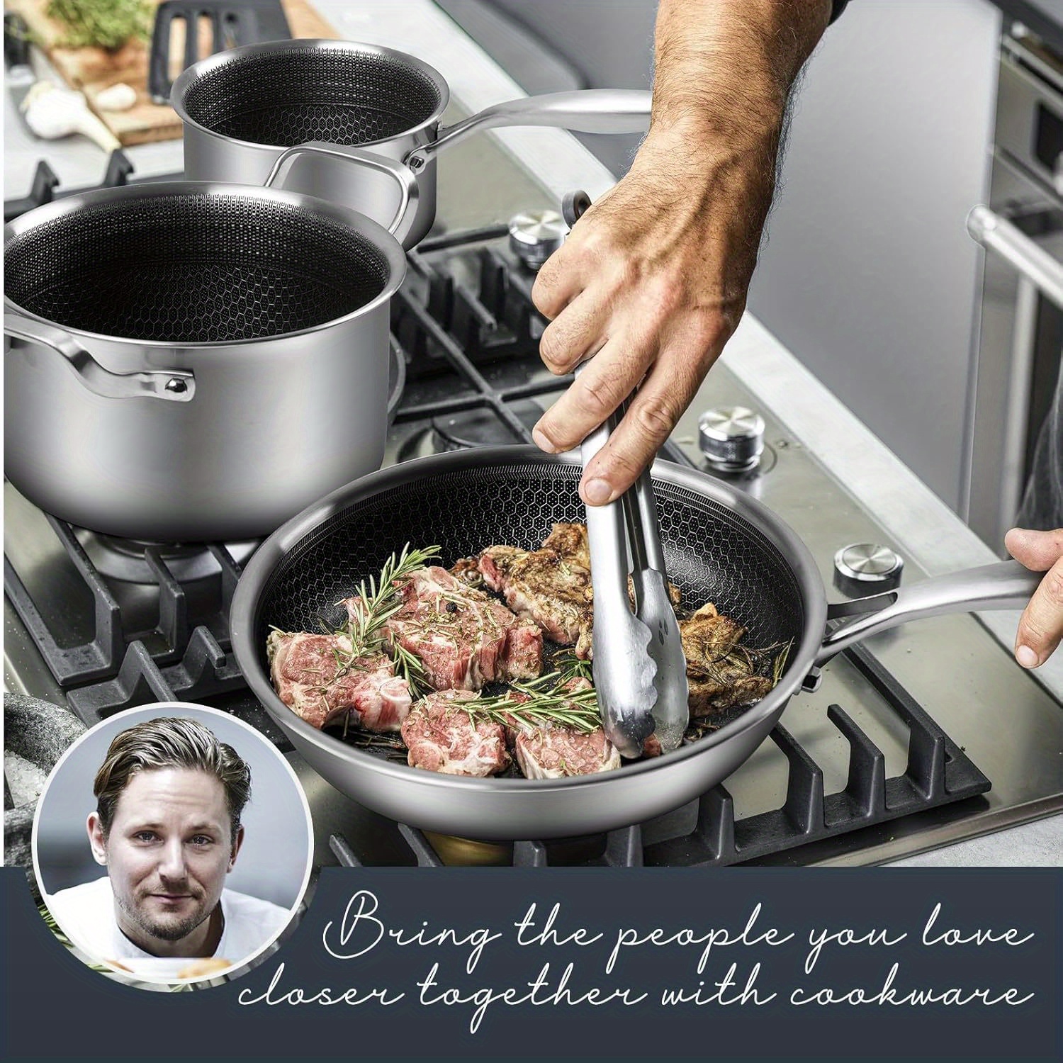 Ensemble Casseroles 6 Pièces Acier Inoxydable - Compatible Induction, Gaz, électrique, Avec Couvercles Verre, 1.9L à 3.5L - 7