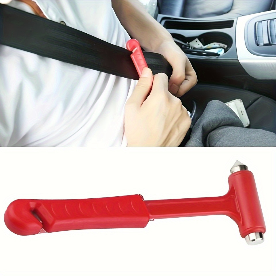 

Emergency Car Escape Hammer - Abs, Long Handle Safety Tool With Window Breaker, Red - Compact & Portable For Quick Vehicle In Accidents, Car Emergency Kit