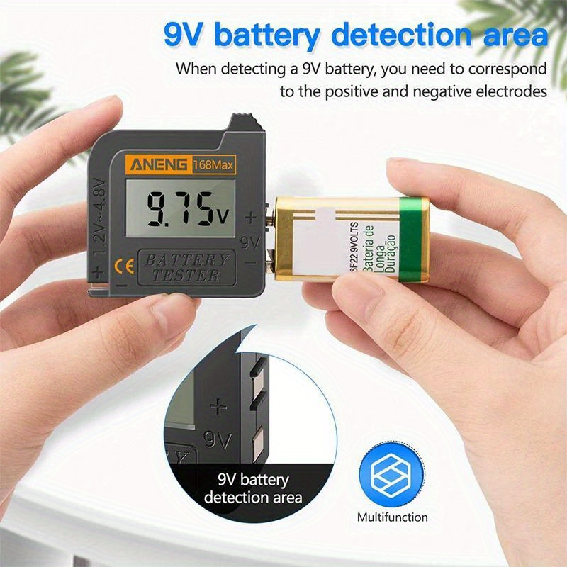 

Battery Tester - -to- Lcd Display, Portable For Aa/aaa/9v Batteries, Abs , , And Results