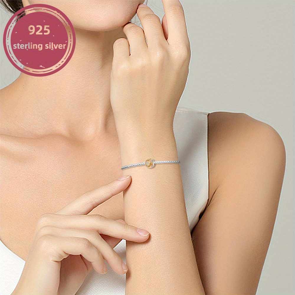 Women's 925 Sterling Silver Golden Sunflower Beads Bracelet Necklace
