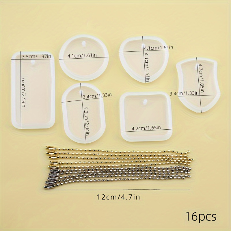16pcs Epoxy Resin Mold Set Featuring Square, Round, Oval, Heart-shaped Designs For Love Pendants And Jewelry