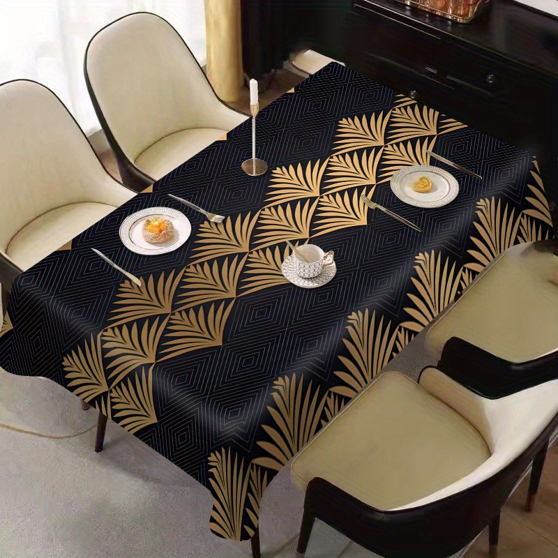 

Elegant Art Deco Tablecloth - 1pc, Machine Woven, 100% Polyester, Stain-resistant, Durable, Easy-care Rectangle Table Cover For Home, Party, And Holiday Decor