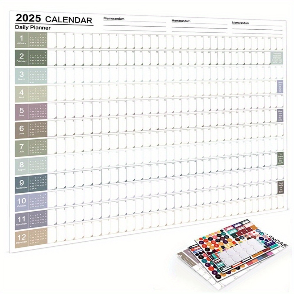 

2025 Wall Calendar Planner: List, , Home Office Organizer - 3 Pieces, 150gsm Paper, 70g Weight