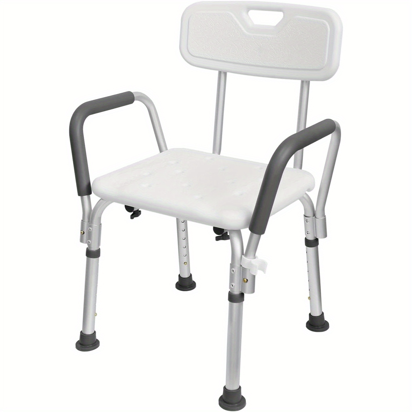 E-shop 75, 5-88 cm höhenverstellbarer Duschhocker aus Aluminium mit Armlehnen & Rückenlehne, für Senioren & Schwangere