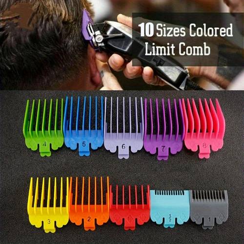 10pcs hair trimmer additions kit vibrant colorful comb guides adjustable limit guards universal adjustable comb guides complete set for professional cuts at home