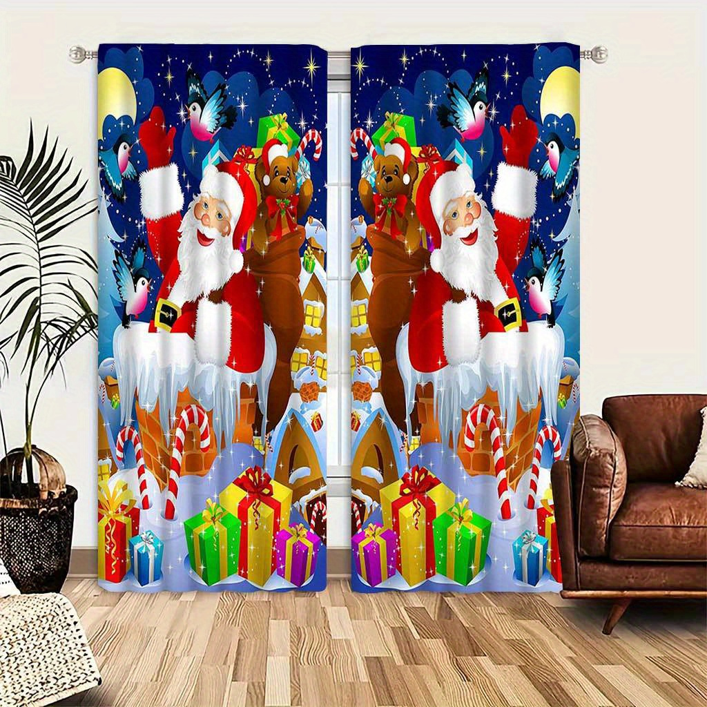 

Christmas Curtain Set - , & - - Polyester For & Bedroom Decor