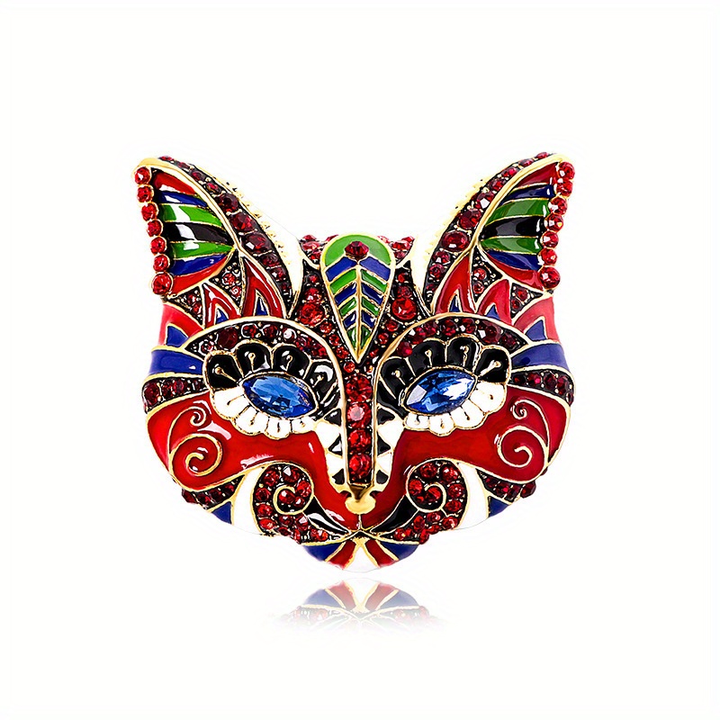 

Vintage Style Cat Mask Brooch Pin With Glass Accents - Mardi Gras Celebration, Wear For Daily & Party Occasions - No Mosaic, Party-inspired Fashion Accessory For Women