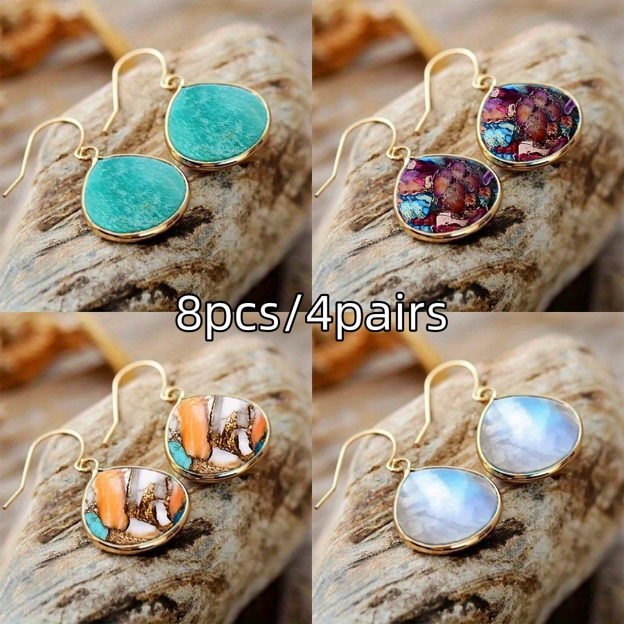 

8pcs Fashionable And Exquisite Creative Water Drop Earrings, Men's And Women's Earrings, The Perfect Anniversary Gift For Relatives And Loved Ones