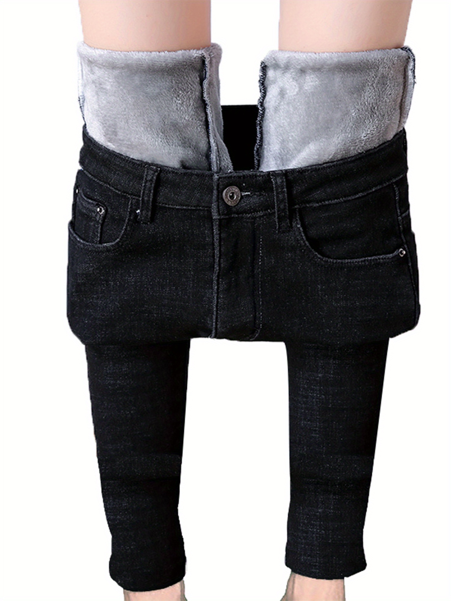 women's winter jeans, fleece-lined jeans, high-quality fabric