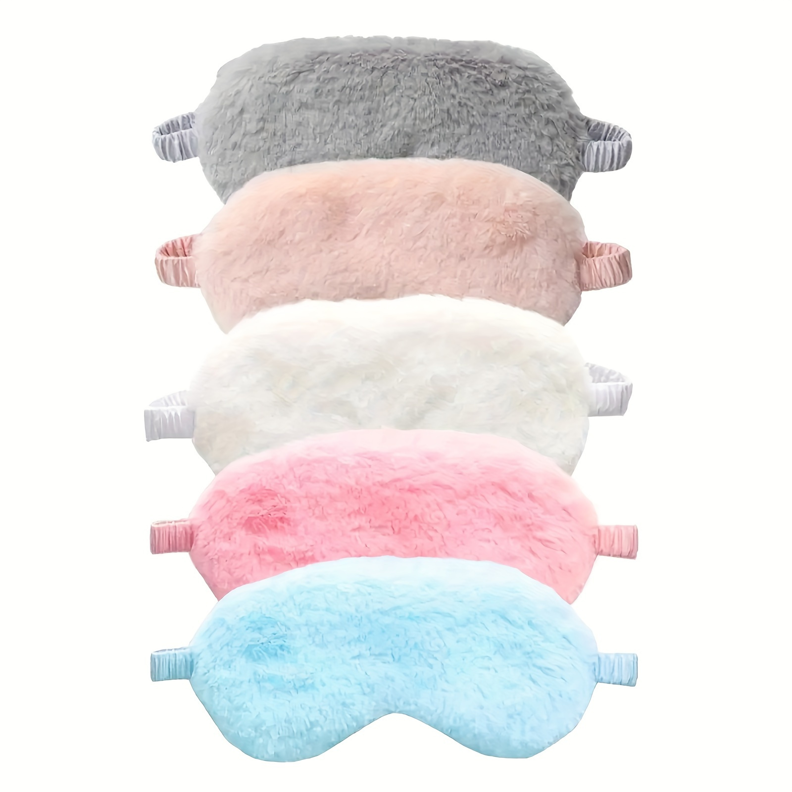 TEMU 5pcs Solid Colored Plush Eye Masks, Soft And Comfortable Plush Eye Masks, Reusable Nap Blackout Eye Masks, Suitable For Travel, Aviation Rest,