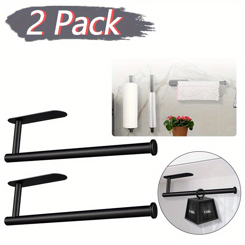 TEMU Set Of 2 Paper Towel Holders For The Kitchen, Featuring A Self-adhesive Design For Under-cabinet Installation. This Wall-mounted Towel Bar/rack