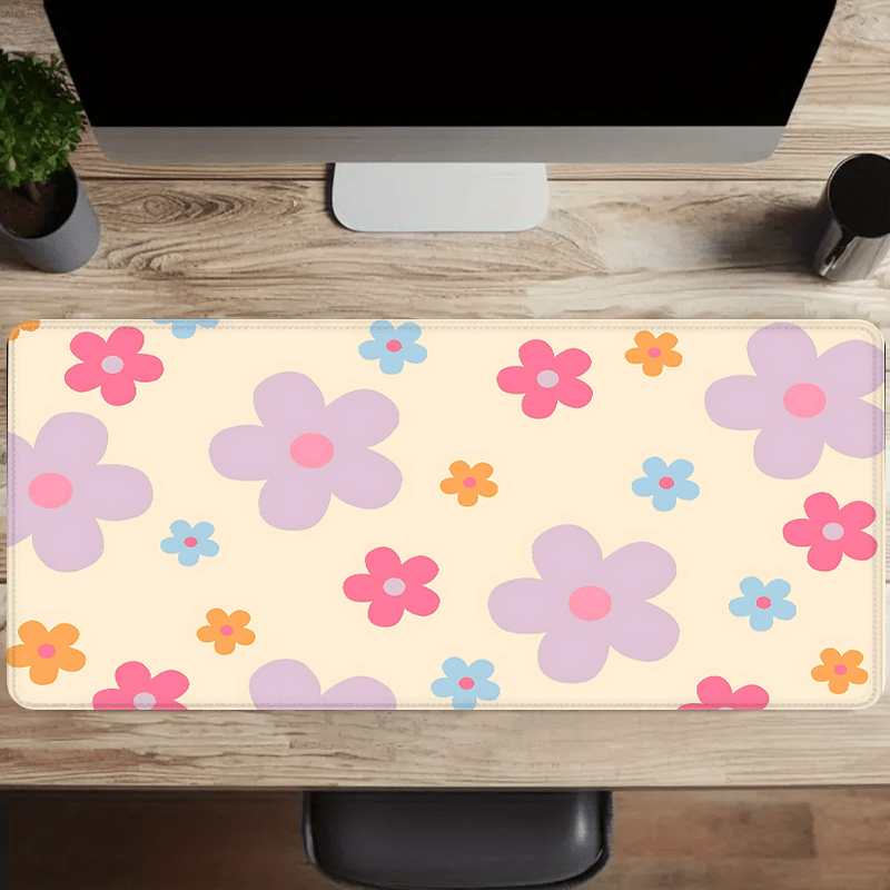 

Floral Design Xxl Mouse Pad - Durable Rubber Material, Oblong Computer Desk Mat With Non-slip Base, Stitched Edges For Smooth Mouse Movement, Extra Large Nature-inspired Mousepad For Work & Gaming