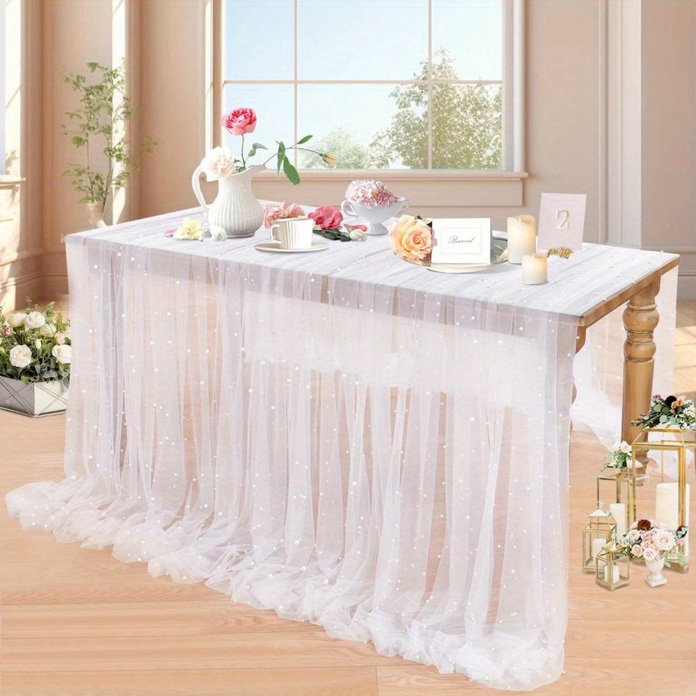 

1 Piece 60x120 Inch Table Cloth Wedding Table Runner Decor Tulle Fabric For Bridal Shower Wedding Arch Veil Lace Table Runner Decorations