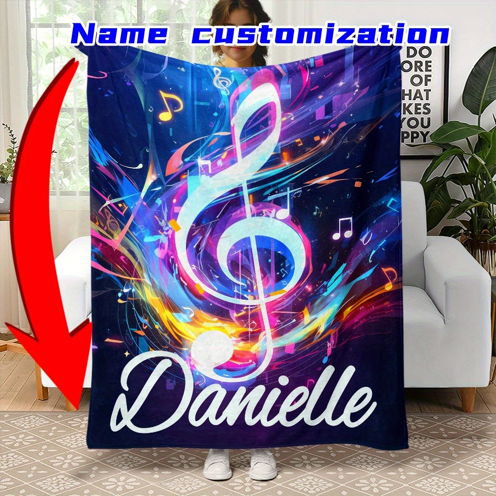 

Custom Theme Blanket - Personalized Notes Design | Polyester Fiber Flannel Throw For Sofa, Bed, Travel, Camping, Office | Lightweight Digital Printed Blanket - Portable For Living Room, Couch, Chair