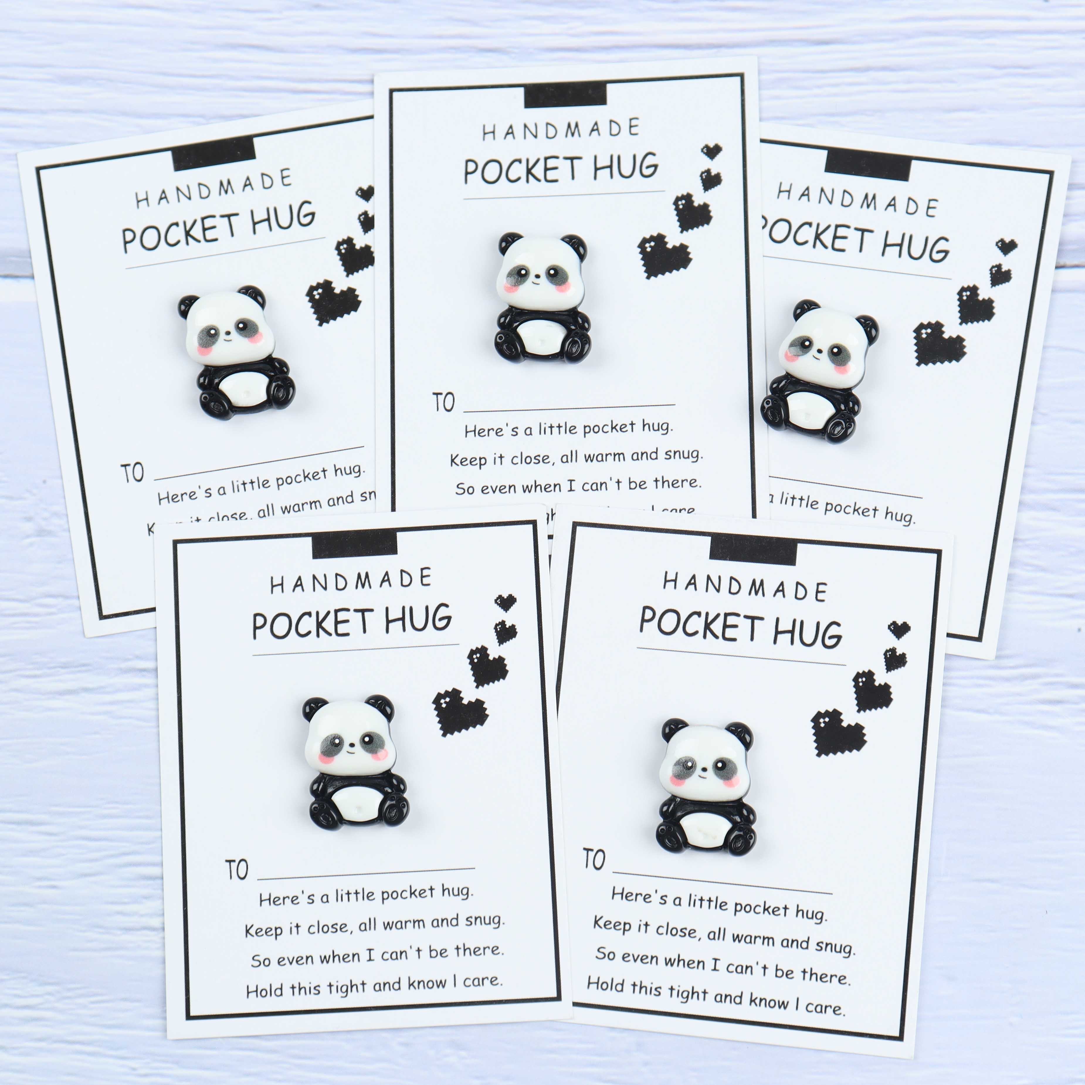 

5 Sets, Inspiring Resin Panda Handmade Pocket Hug Encouragement Cards, Ideal Charm Gifts, Friendship Gifts, Holiday Gifts, Back To School Gifts, Christmas Gifts