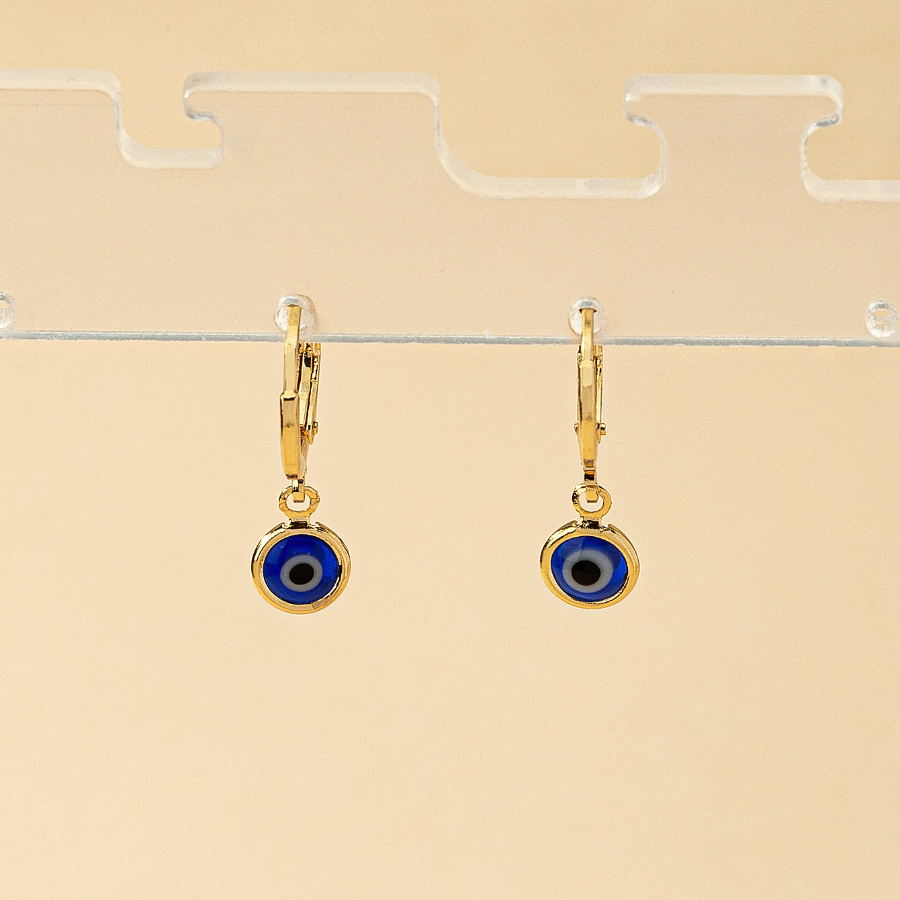 

1 Pair Fashionable Alloy Evil Eye Hoop Earrings, Y2k Style Ear Hooks With Blue Eye Detail, Hypoallergenic Jewelry For Women