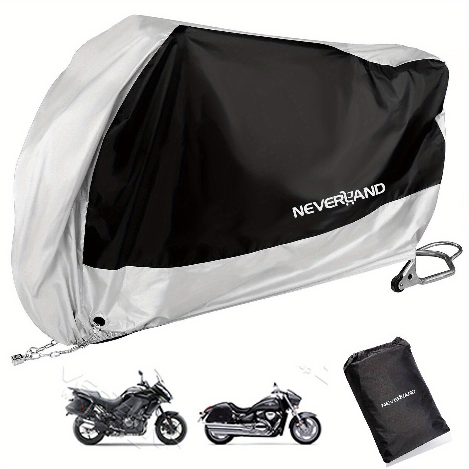 Neverland Silvery-black Motorcycle Garage Motorcycle Cover Suitable For Indoor And Outdoor Use Keyhole Design Tear-resistant