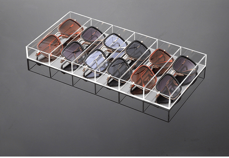 1pc stackable acrylic eyeglass organizer 6 compartment clear display stand for fashion glasses cosmetics versatile desktop storage tray jewelry rolls Product details 5