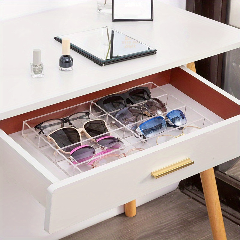 1pc stackable acrylic eyeglass organizer 6 compartment clear display stand for fashion glasses cosmetics versatile desktop storage tray jewelry rolls Product details 6