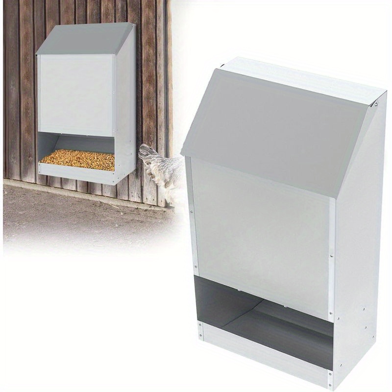 Image of Feeding Trough For Chickens 22.5kg Stainless Steel Automatic Chicken Feeder 20 Pounds Chicken Feed Machine Hanging Feeder Trough Chicken Trough With Cover Poultry Chicken Feeder