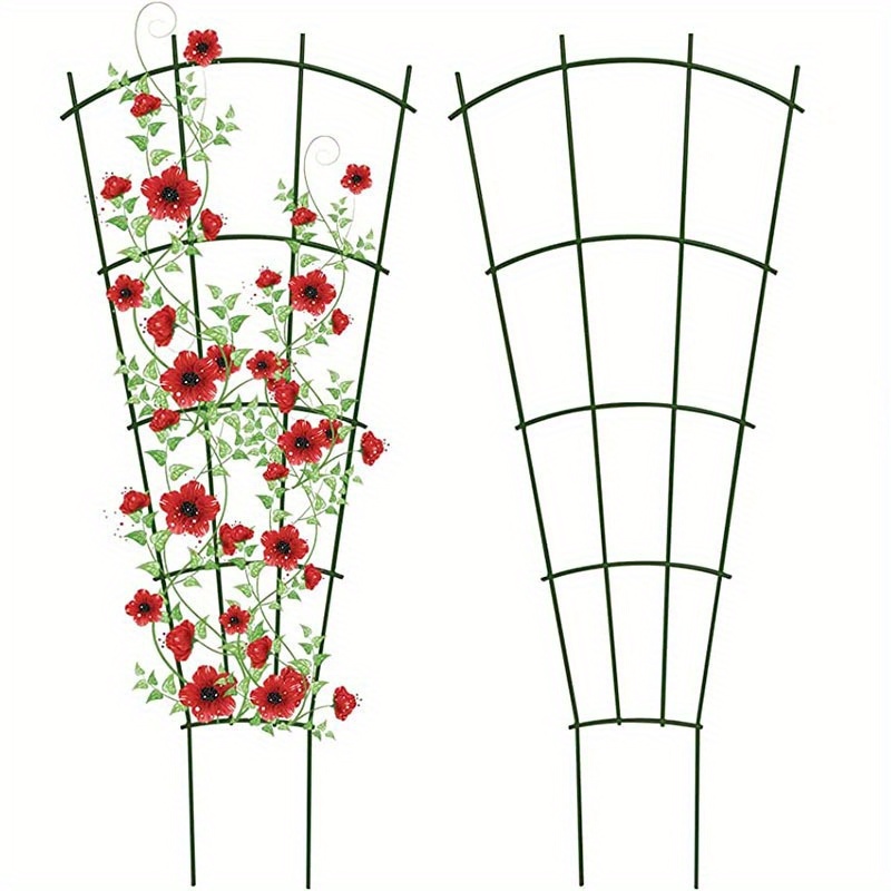 

Fan-shaped Metal Trellis For Indoor & Outdoor Plants - Ideal For Climbing Houseplants, Flowers, , And Ivy