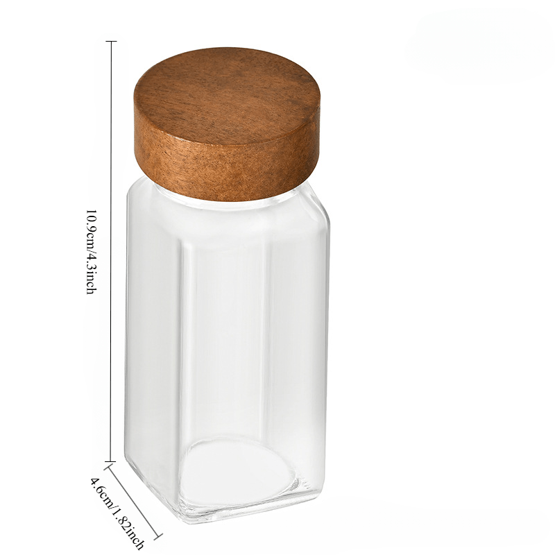12pcs square spice jars 4oz acacia wood pepper shaker glass Temu