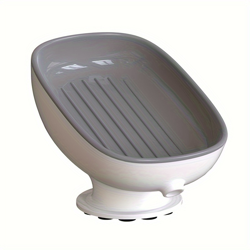 

Powerful Suction Soap Dish: Plastic Oval Soap Holder With Drainage Hole For Shower And Bathroom Sink