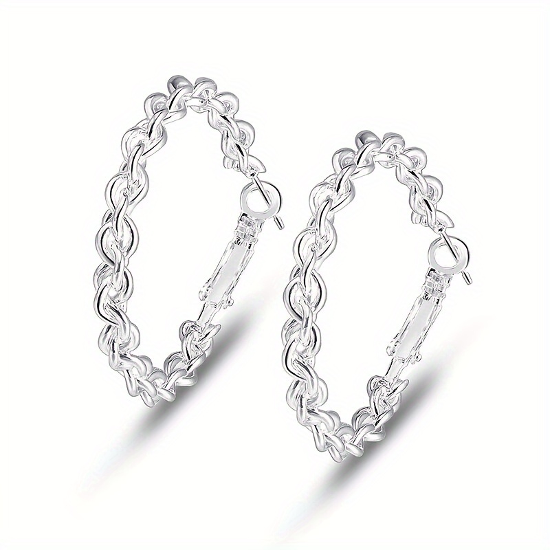 

Elegant Twisted Hoop Earrings For Women - Alloy, No Plating, Vacation Style, Daily & Party Wear, All Seasons - 1 Pair